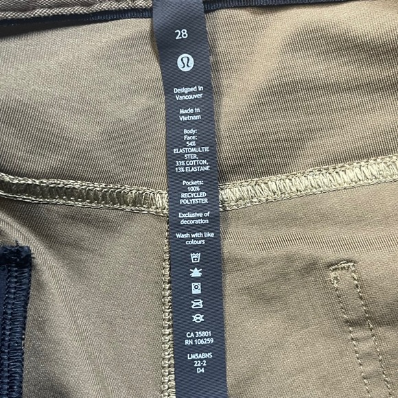 Lululemon ABC Slim Fit Pant Warpstreme Men's 28x31 Khaki Tan LM5ABNS - Picture 3 of 10